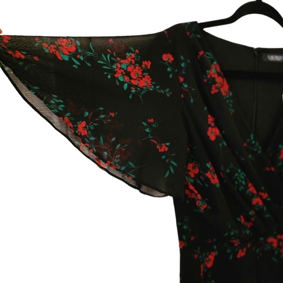 Nwt Lauren Ralph Lauren Floral Flutter-Sleeves Dress Size 2 - Picture 8 of 16